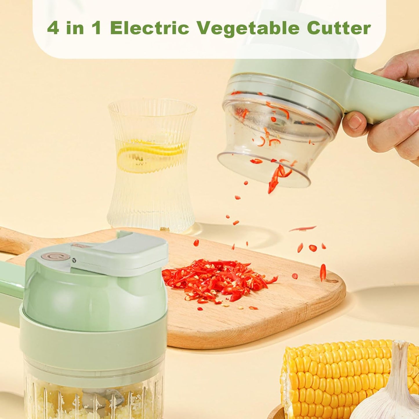 🍽️ 4-in-1 Portable Electric Vegetable Cutter/Chopper