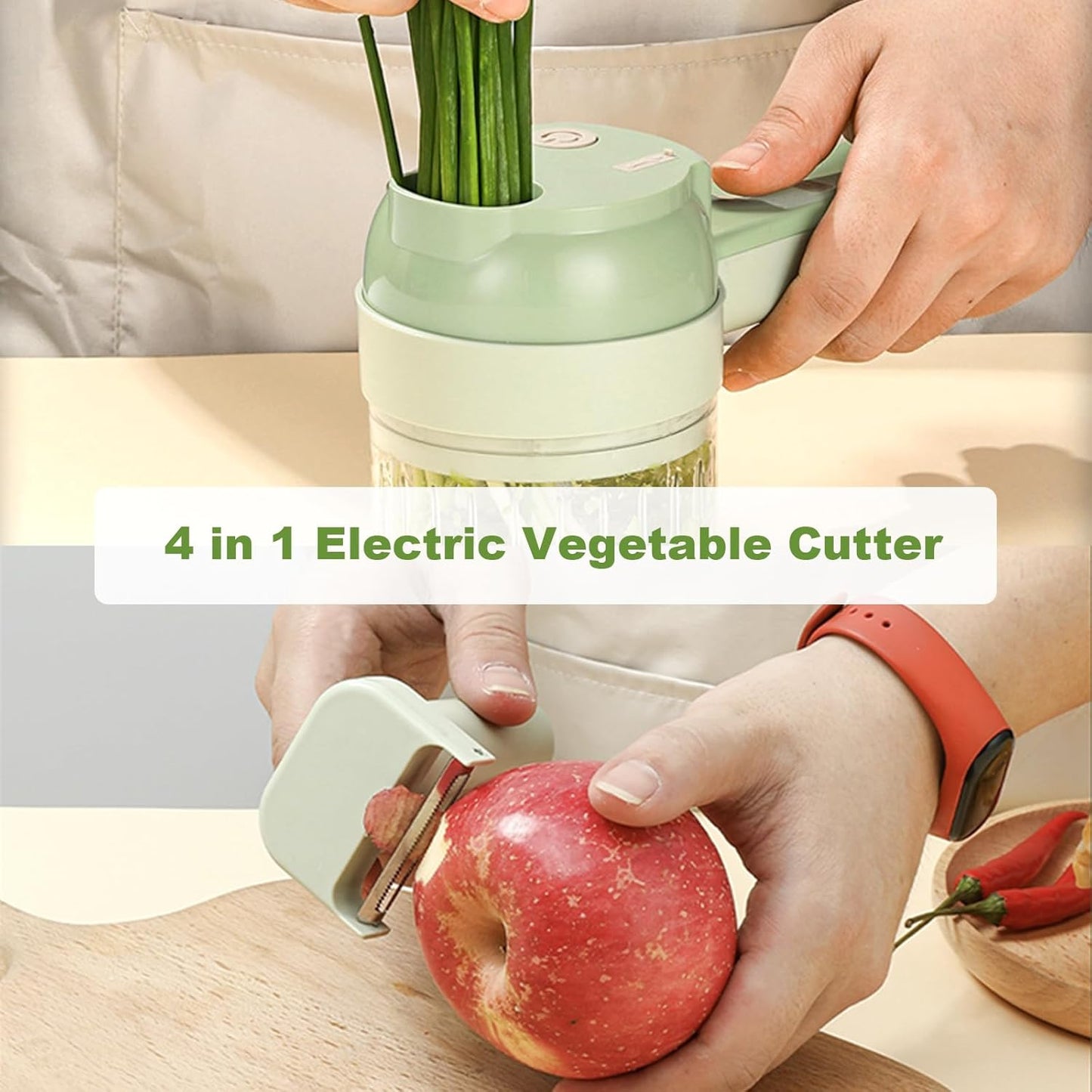 🍽️ 4-in-1 Portable Electric Vegetable Cutter/Chopper